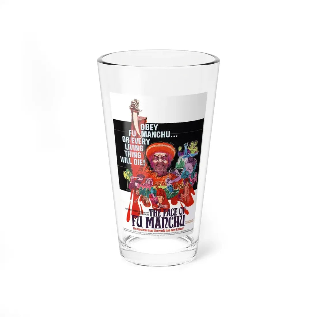 THE FACE OF  FU-MANCHU 1965 Movie Poster - Pint Glass 16oz 16oz - Go Mug Yourself
