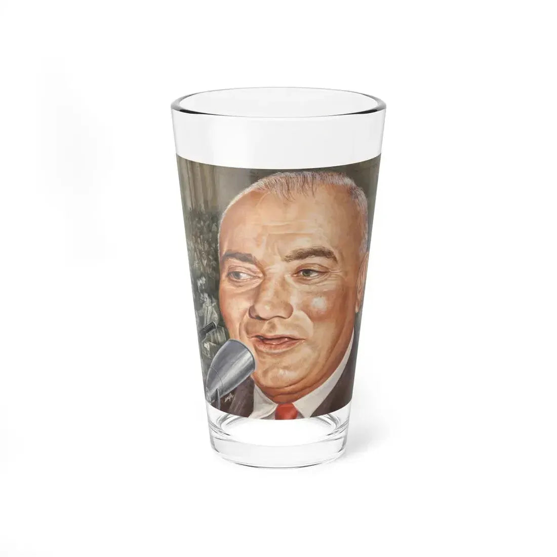The Face that Haunts the White House (Bernard Goldfine), Newsweek magazine cover, July 14, 1958 (Magazine Illustration) Pint Glass 16oz 16oz - Go Mug Yourself
