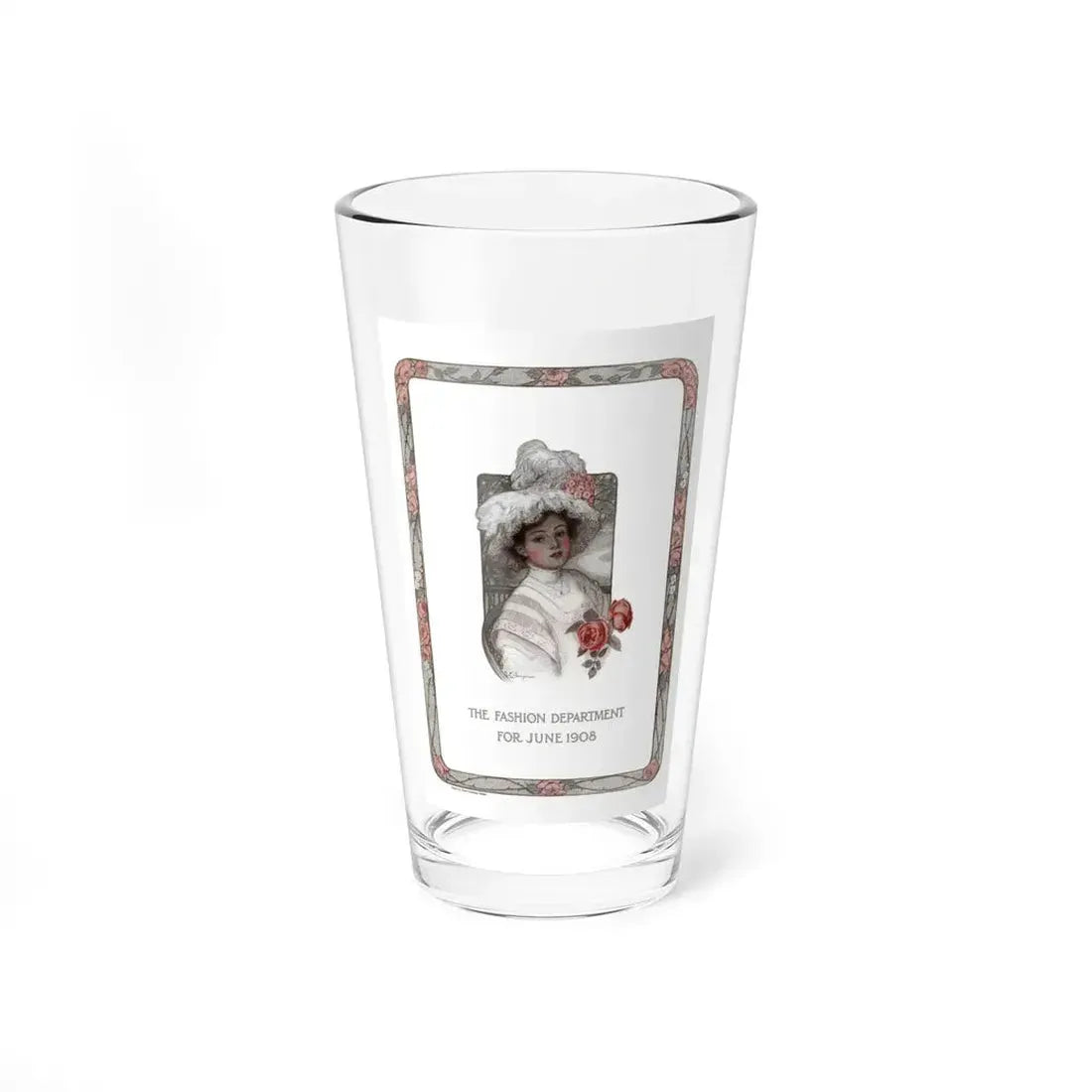 The Fashion Department For June 1908 ad, Ladies' Home Journal, June 1908 (Magazine Illustration) Pint Glass 16oz 16oz - Go Mug Yourself