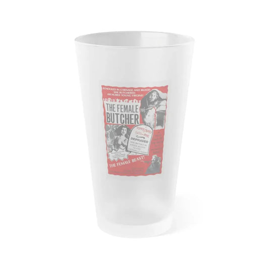 THE FEMALE BUTCHER 1973 Movie Poster - Frosted Pint Glass 16oz 16oz Frosted - Go Mug Yourself