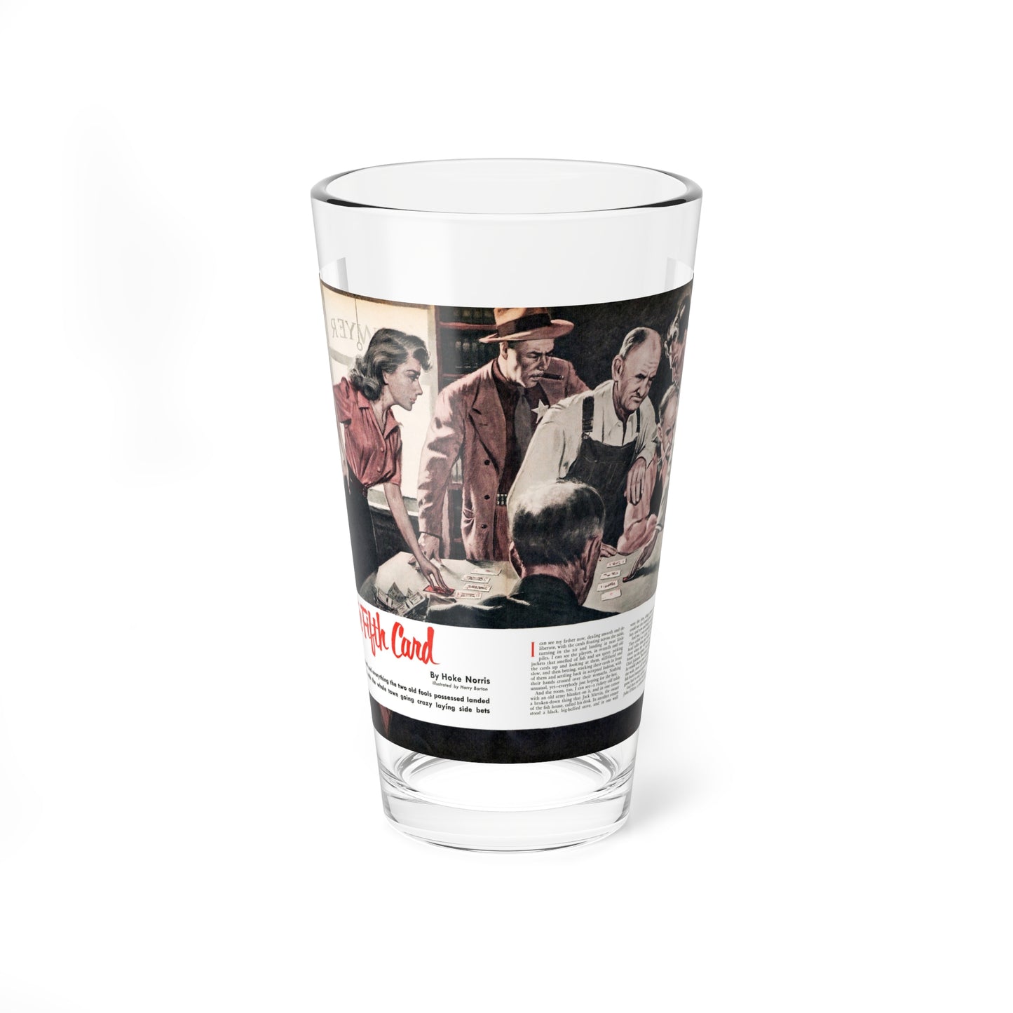 The Fifth Card, Cavalier, March 1953 (Magazine Illustration) Pint Glass 16oz-16oz-Go Mug Yourself