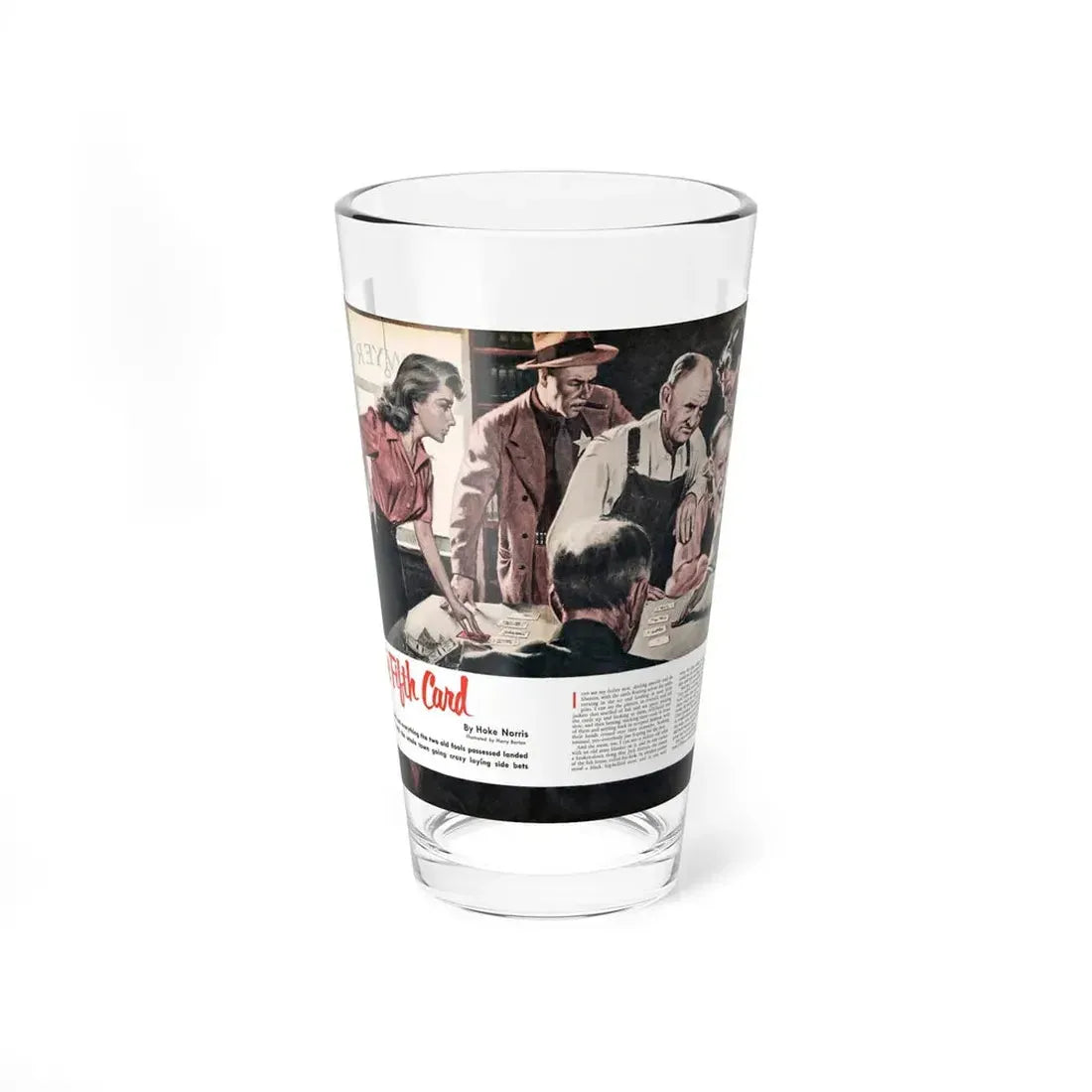 The Fifth Card, Cavalier, March 1953 (Magazine Illustration) Pint Glass 16oz 16oz - Go Mug Yourself