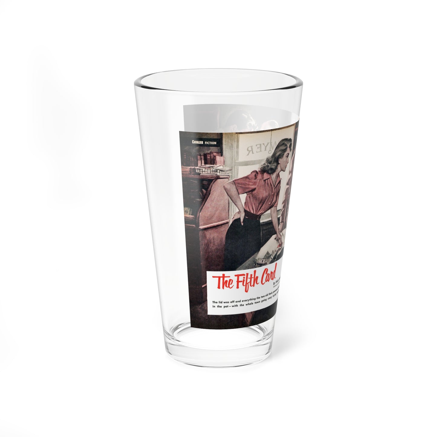 The Fifth Card, Cavalier, March 1953 (Magazine Illustration) Pint Glass 16oz-Go Mug Yourself