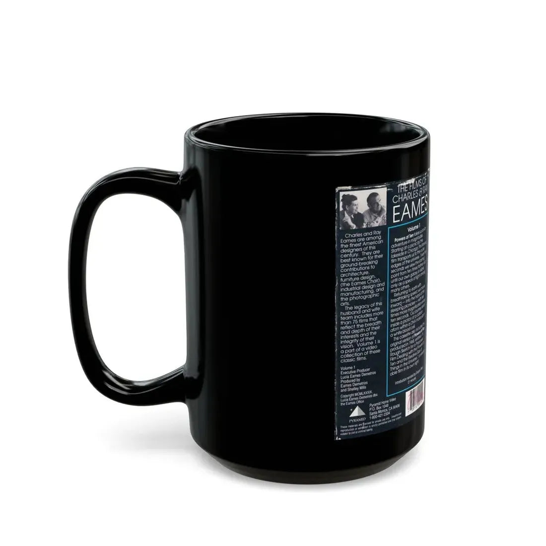 THE FILMS OF CHARLES AND RAY EAMES VOLUME 1 POWERS OF TEN (VHS COVER) - Black Coffee Mug - Go Mug Yourself