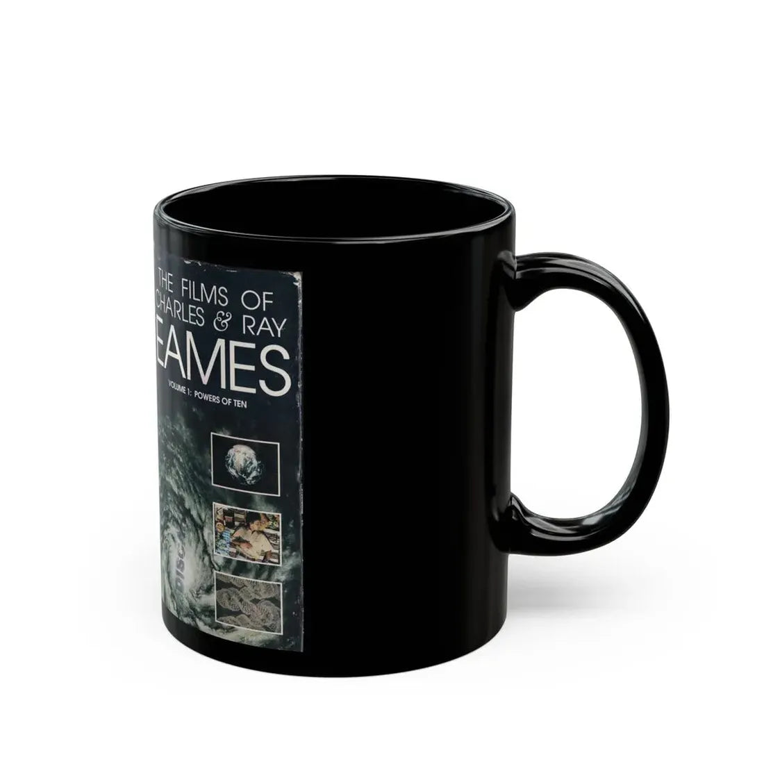 THE FILMS OF CHARLES AND RAY EAMES VOLUME 1 POWERS OF TEN (VHS COVER) - Black Coffee Mug - Go Mug Yourself