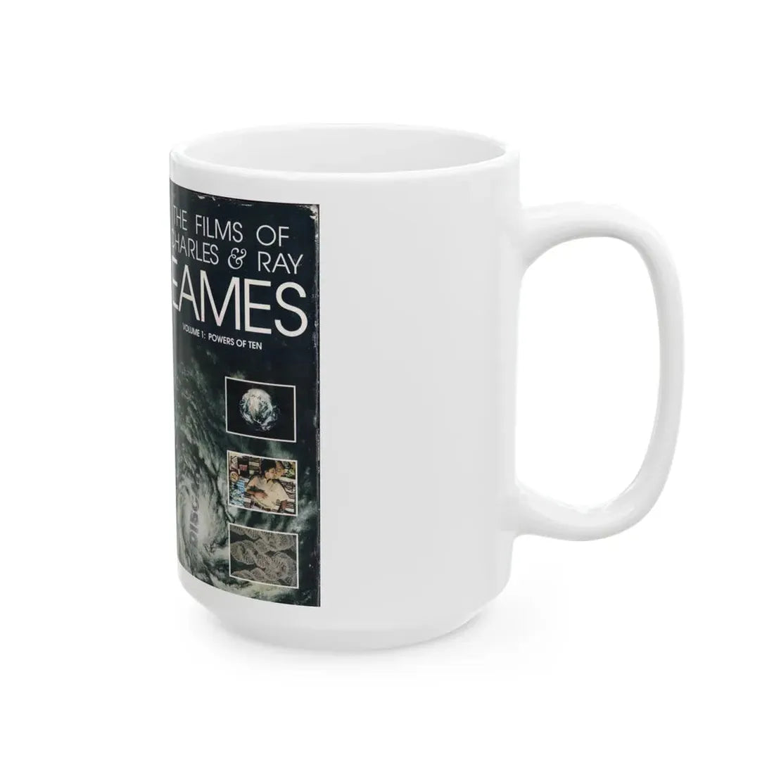 THE FILMS OF CHARLES AND RAY EAMES VOLUME 1 POWERS OF TEN (VHS COVER) - White Coffee Mug - Go Mug Yourself