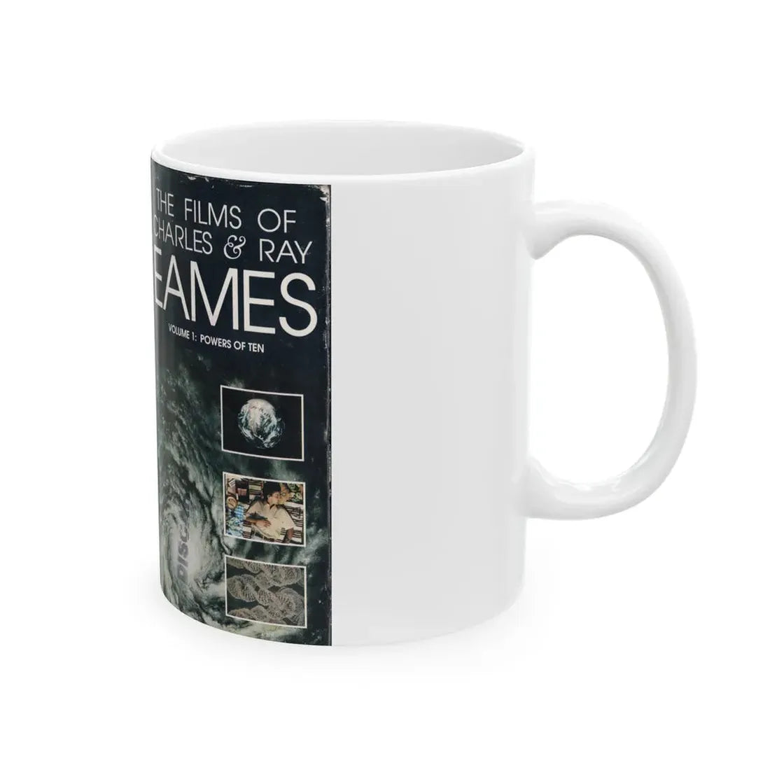 THE FILMS OF CHARLES AND RAY EAMES VOLUME 1 POWERS OF TEN (VHS COVER) - White Coffee Mug - Go Mug Yourself