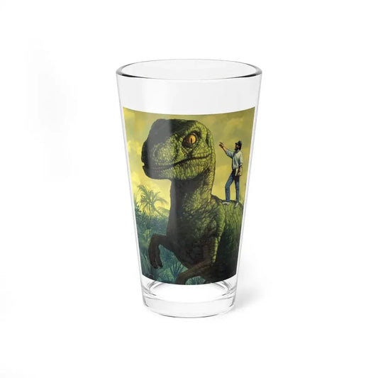 The First Action Hero, Velociraptor illustration, Esquire, July 1993 (Magazine Illustration) Pint Glass 16oz 16oz - Go Mug Yourself