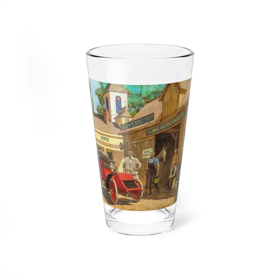 The First Service Stations, 1902 Haynes-Apperson, Great Moments in Early American Motoring (Magazine Illustration) Pint Glass 16oz 16oz - Go Mug Yourself