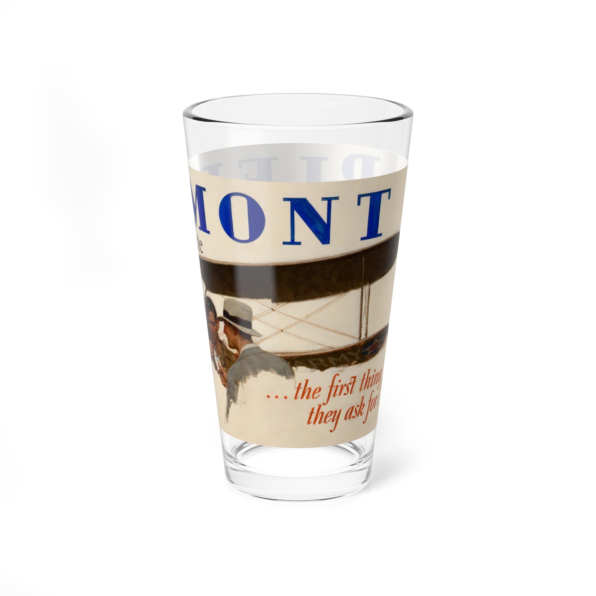 The First Thing they Ask For, Piedmont Cigarettes advertisement (Magazine Illustration) Pint Glass 16oz-Go Mug Yourself