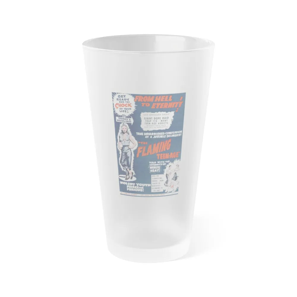 THE FLAMING TEENAGE 1956 Movie Poster - Frosted Pint Glass 16oz-16oz-Frosted-Go Mug Yourself