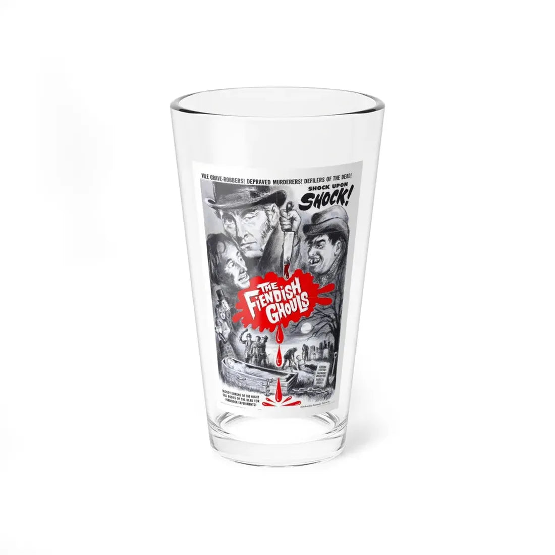 THE FLESH AND THE FIENDS 1960 Movie Poster - Pint Glass 16oz 16oz - Go Mug Yourself
