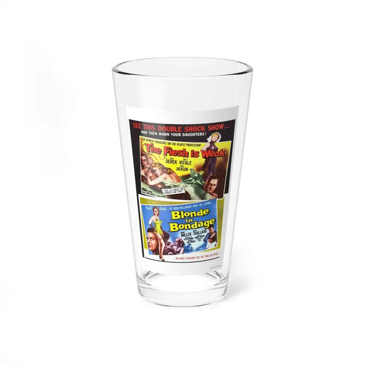 THE FLESH IS WEAK & BLONDE IN BONDAGE 1957 Movie Poster - Pint Glass 16oz 16oz - Go Mug Yourself