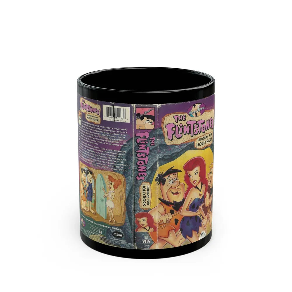 THE FLINTSTONES HOORAY FOR HOLLYROCK (VHS COVER) - Black Coffee Mug-11oz-Go Mug Yourself