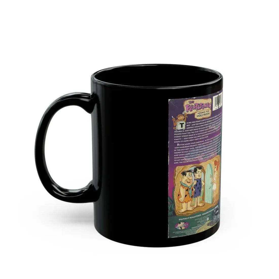 THE FLINTSTONES HOORAY FOR HOLLYROCK (VHS COVER) - Black Coffee Mug - Go Mug Yourself