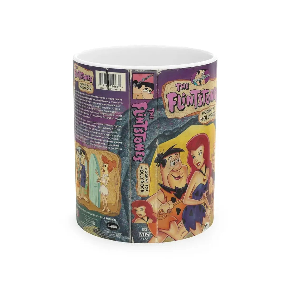 THE FLINTSTONES HOORAY FOR HOLLYROCK (VHS COVER) - White Coffee Mug 11oz - Go Mug Yourself