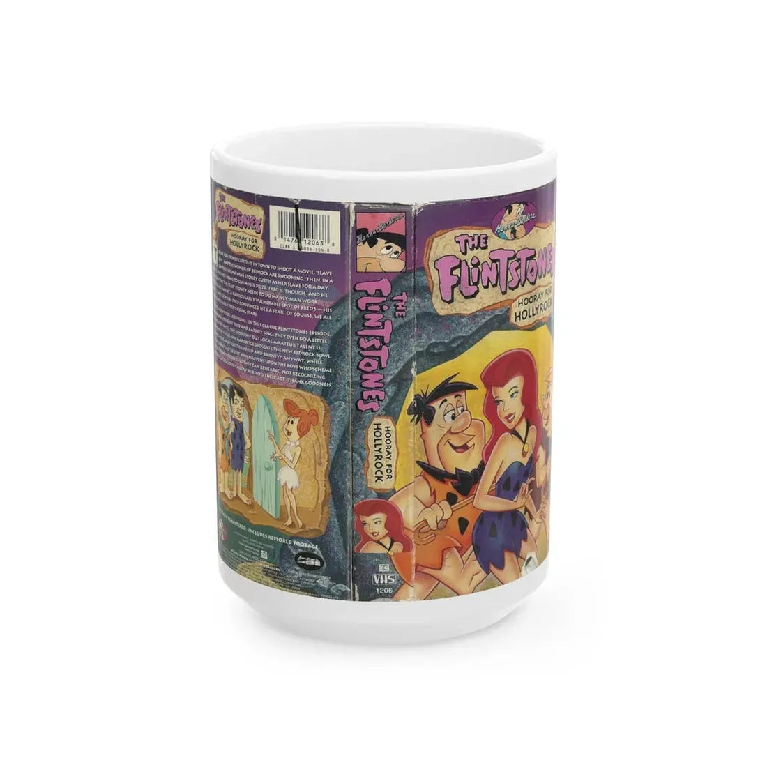 THE FLINTSTONES HOORAY FOR HOLLYROCK (VHS COVER) - White Coffee Mug 15oz - Go Mug Yourself