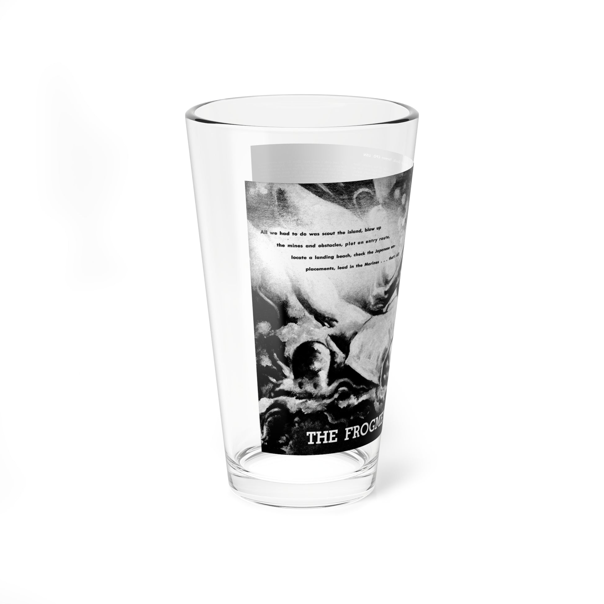 The Frogmen Of Eniwetok, Battle Cry, April 1957 (Magazine Illustration) Pint Glass 16oz-Go Mug Yourself