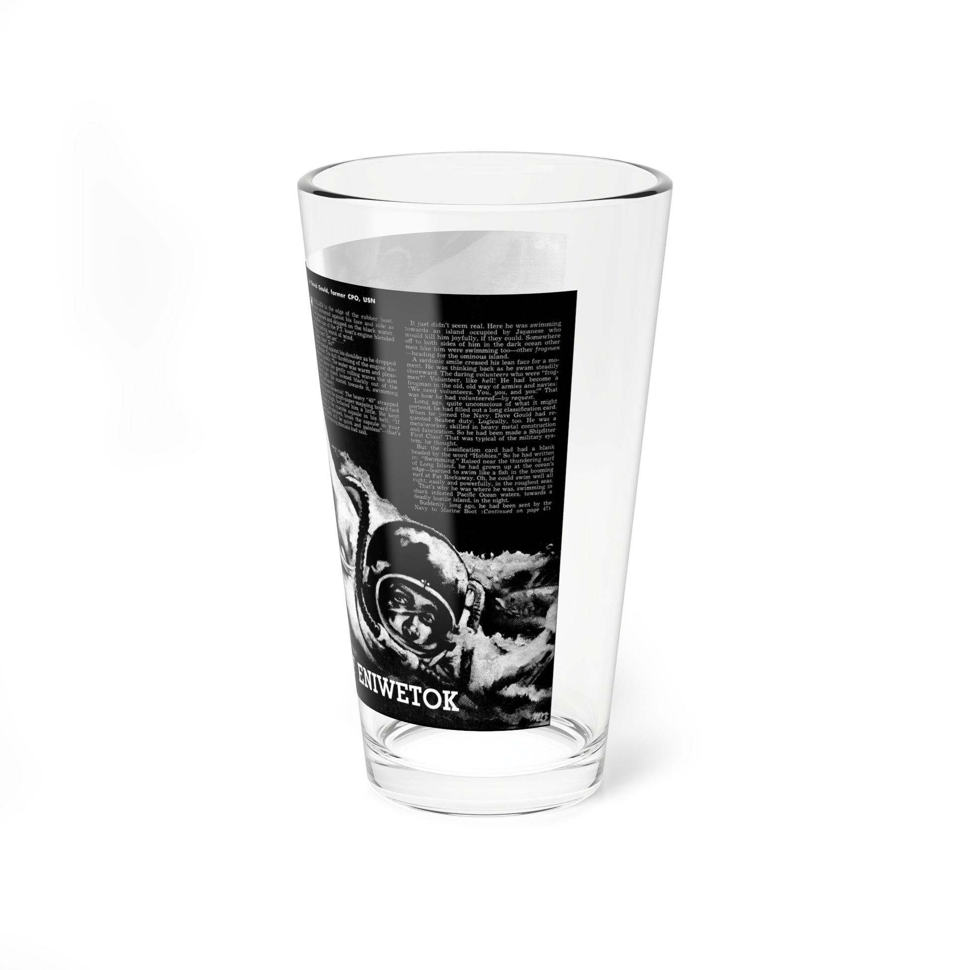 The Frogmen Of Eniwetok, Battle Cry, April 1957 (Magazine Illustration) Pint Glass 16oz-Go Mug Yourself