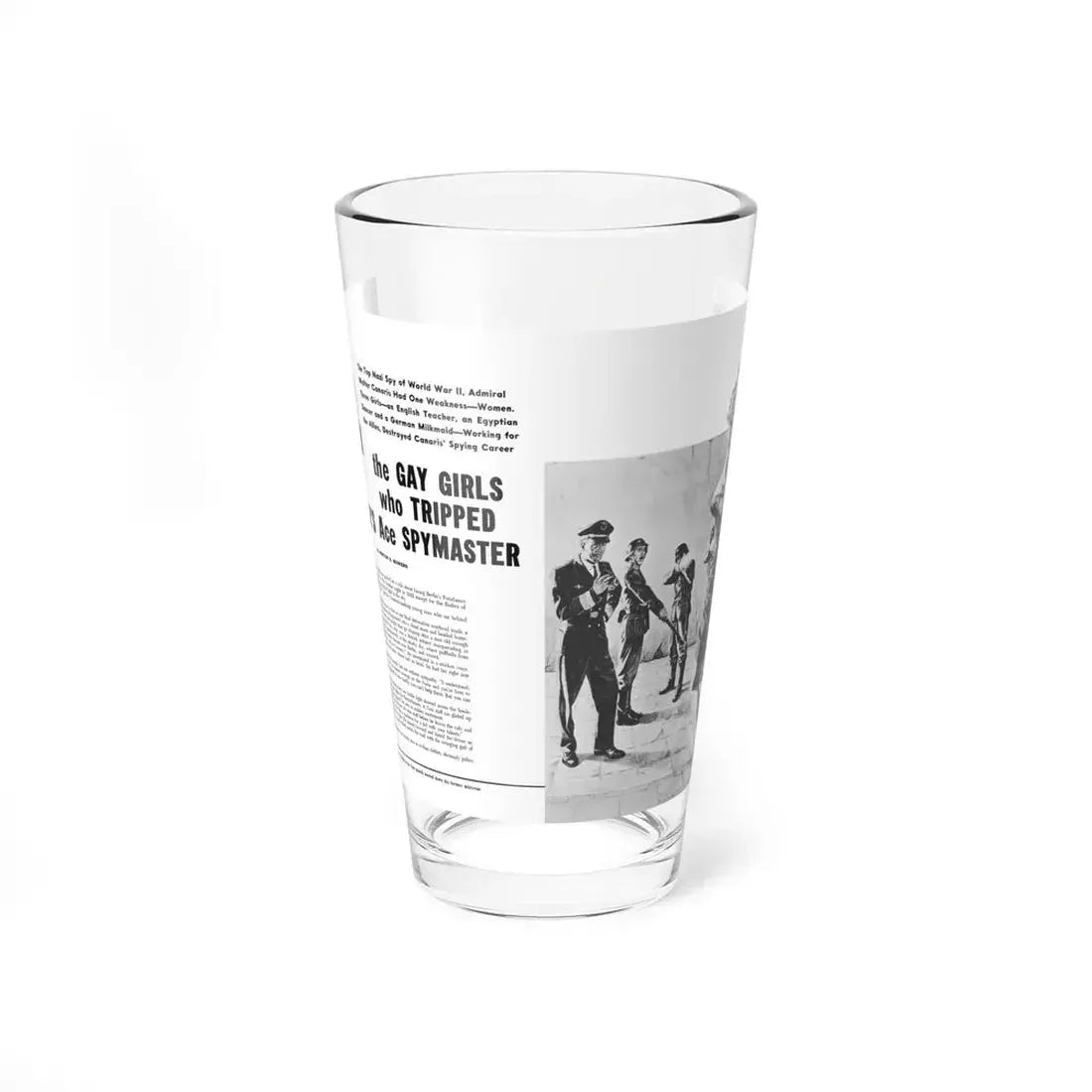 the Gay Girls who Tripped Hitler's Ace Spymaster, Sir! August 1961 (Magazine Illustration) Pint Glass 16oz 16oz - Go Mug Yourself