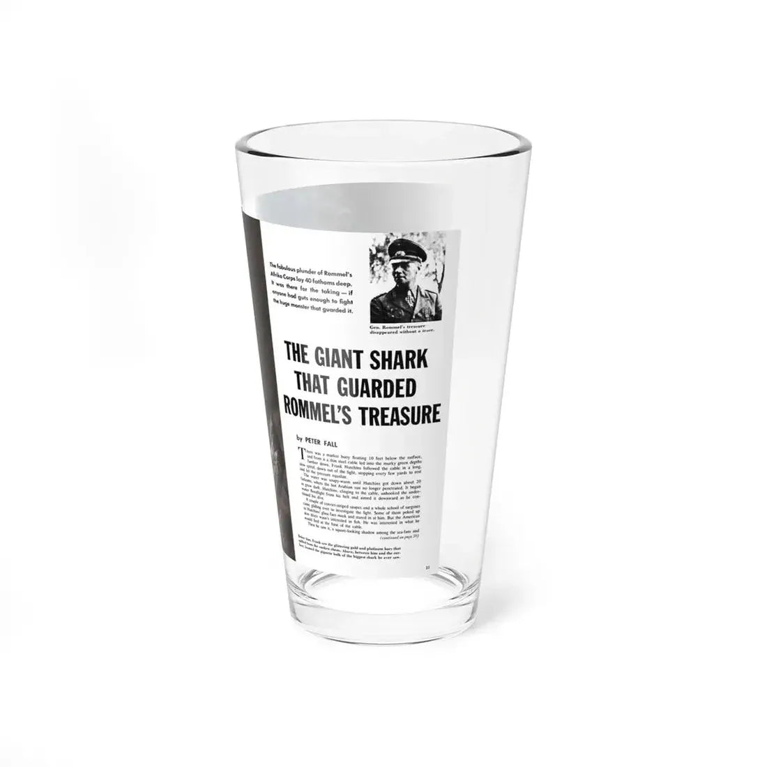 The Giant Shark That Guarded Rommel's Treasure, Fury magazine, January 1961 (Magazine Illustration) Pint Glass 16oz - Go Mug Yourself