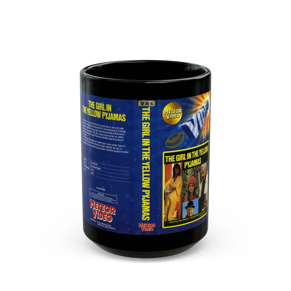 THE GIRL IN THE YELLOW PYJAMAS (VHS COVER) - Black Coffee Mug-15oz-Go Mug Yourself