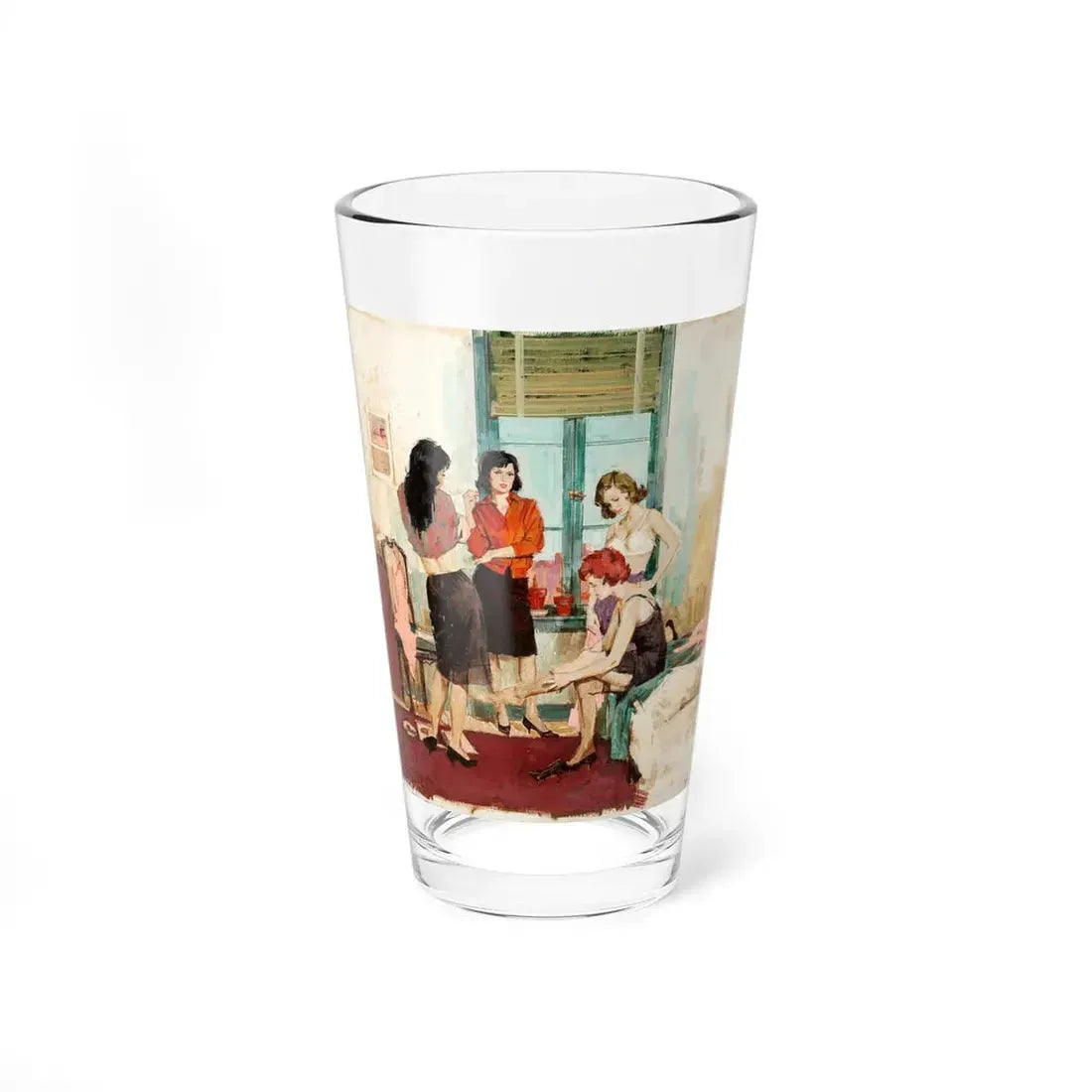 The Girls in 3-B, paperback cover preliminary art, 1959 - Pint Glass 16oz 16oz - Go Mug Yourself