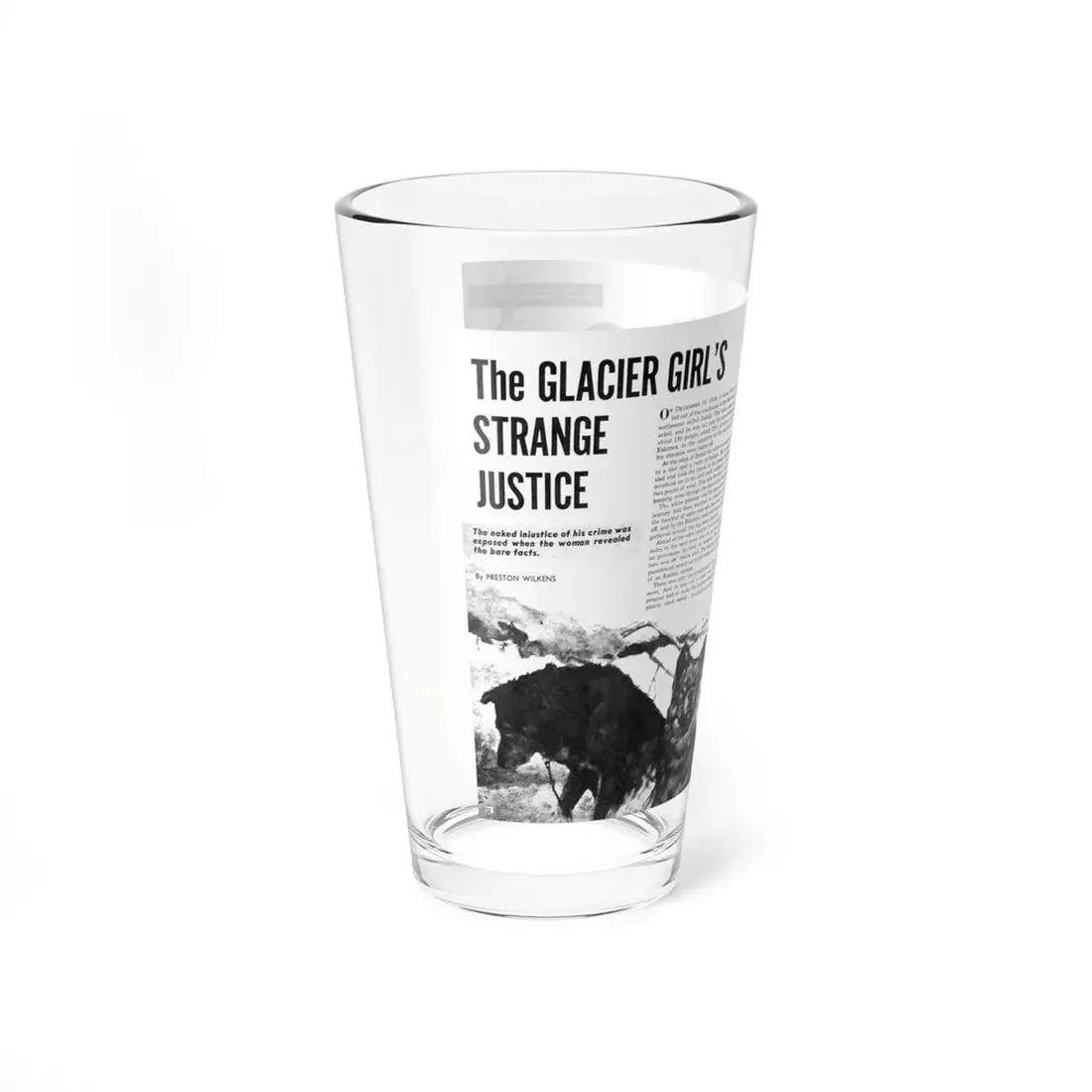 The Glacier Girl's Strange Justice, Man's Action, June 1970 (Magazine Illustration) Pint Glass 16oz - Go Mug Yourself