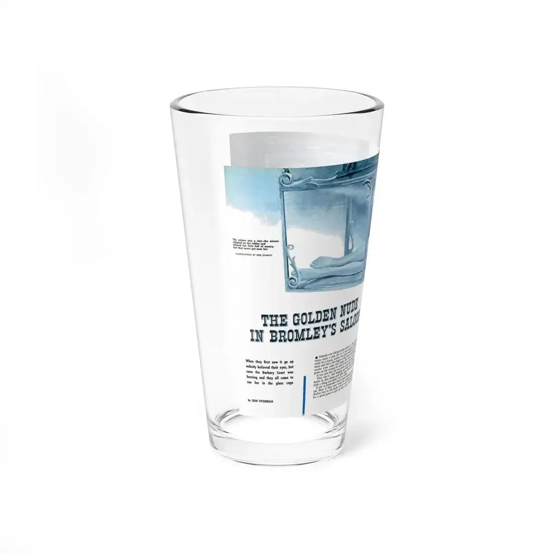 The Golden Nude In Bromley's Saloon, OK-For-Men magazine (Magazine Illustration) Pint Glass 16oz - Go Mug Yourself