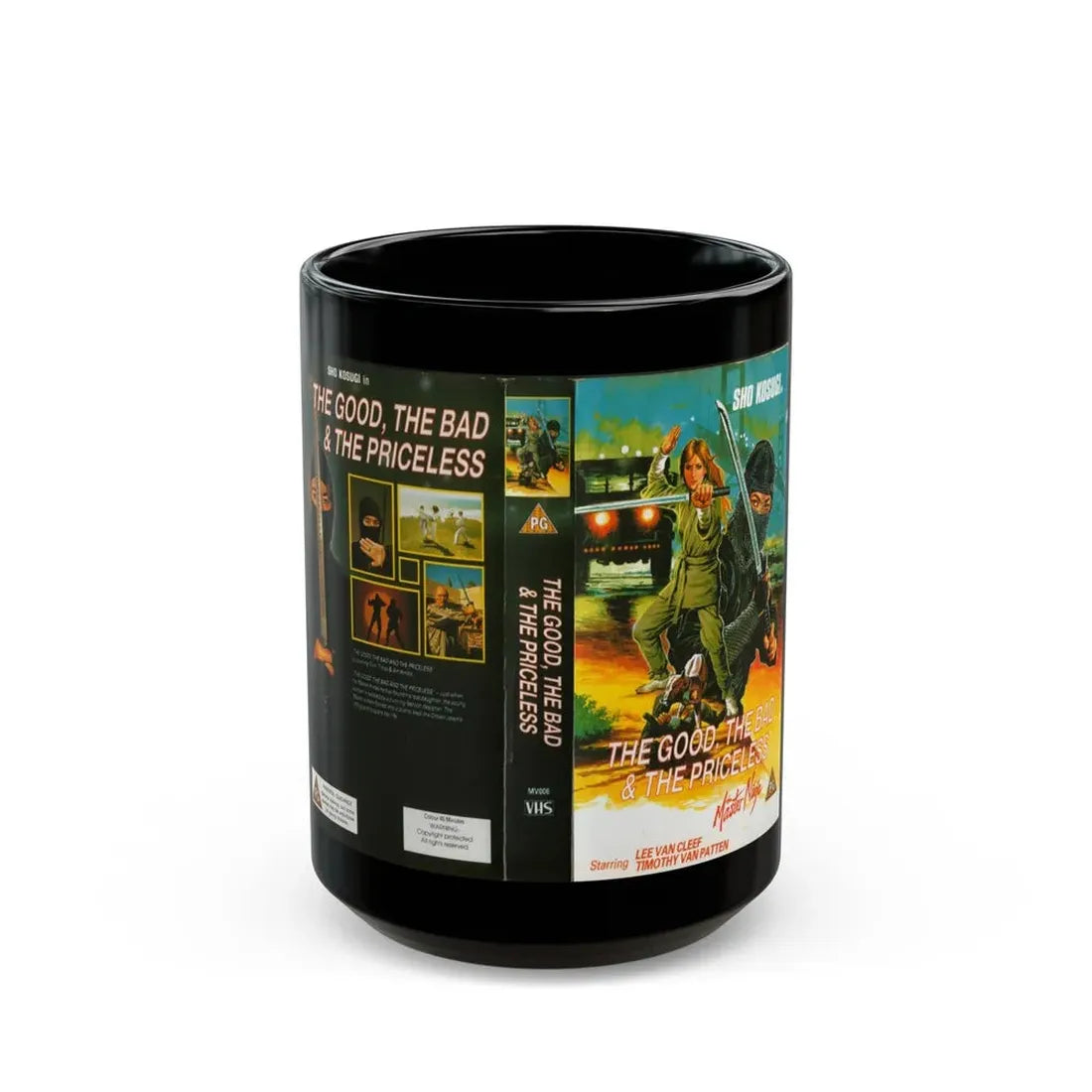 THE GOOD THE BAD AND THE PRICELESS (VHS COVER) - Black Coffee Mug 15oz - Go Mug Yourself