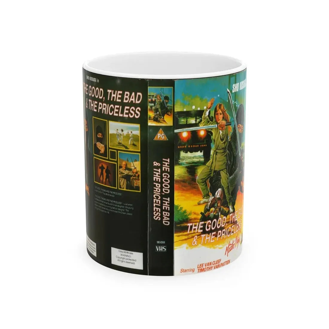 THE GOOD THE BAD AND THE PRICELESS (VHS COVER) - White Coffee Mug 11oz - Go Mug Yourself