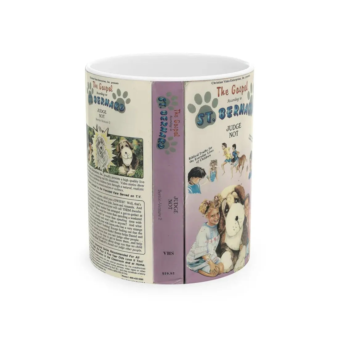 THE GOSPEL ACCORDING TO ST BERNARD JUDGE NOT (VHS COVER) - White Coffee Mug 11oz - Go Mug Yourself
