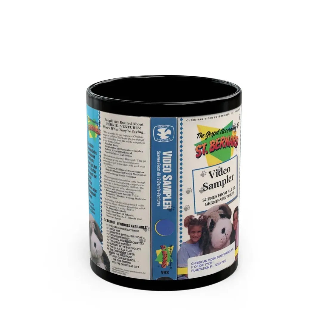 THE GOSPEL ACCORDING TO ST BERNARD (VHS COVER) - Black Coffee Mug 11oz - Go Mug Yourself