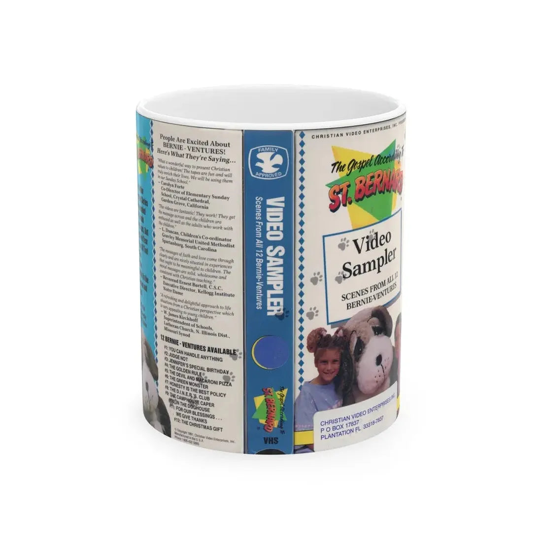 THE GOSPEL ACCORDING TO ST BERNARD (VHS COVER) - White Coffee Mug 11oz - Go Mug Yourself