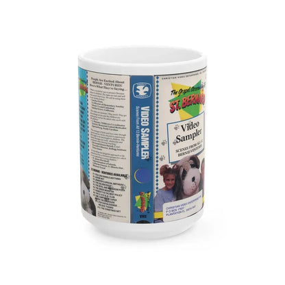 THE GOSPEL ACCORDING TO ST BERNARD (VHS COVER) - White Coffee Mug 15oz - Go Mug Yourself