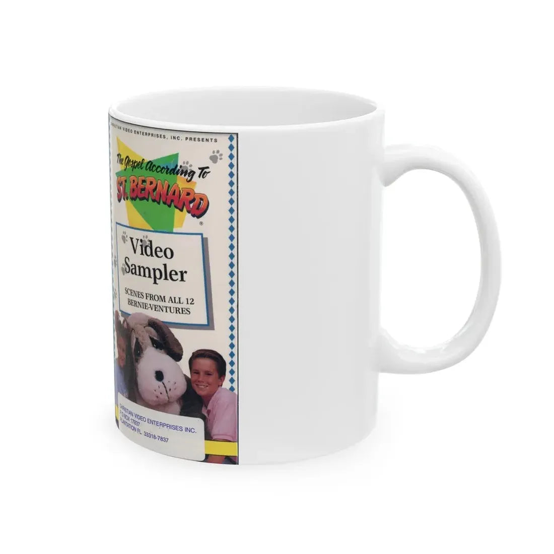 THE GOSPEL ACCORDING TO ST BERNARD (VHS COVER) - White Coffee Mug - Go Mug Yourself