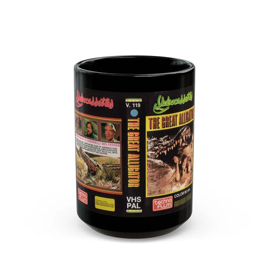 THE GREAT ALLIGATOR TECHNO FILM (VHS COVER) - Black Coffee Mug-15oz-Go Mug Yourself