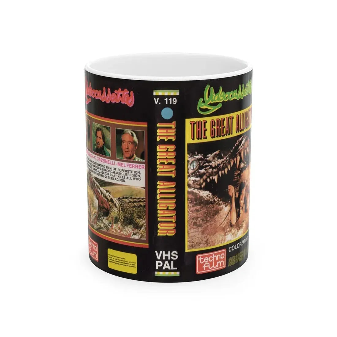 THE GREAT ALLIGATOR TECHNO FILM (VHS COVER) - White Coffee Mug 11oz - Go Mug Yourself