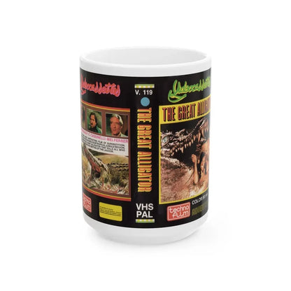 THE GREAT ALLIGATOR TECHNO FILM (VHS COVER) - White Coffee Mug 15oz - Go Mug Yourself