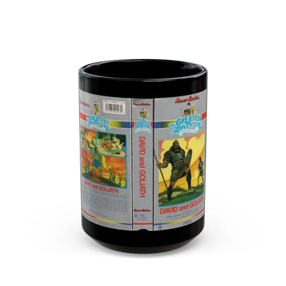 THE GREATEST ADVENTURE OF THE BIBLE DAVID AND GOLIATH (VHS COVER) - Black Coffee Mug-15oz-Go Mug Yourself