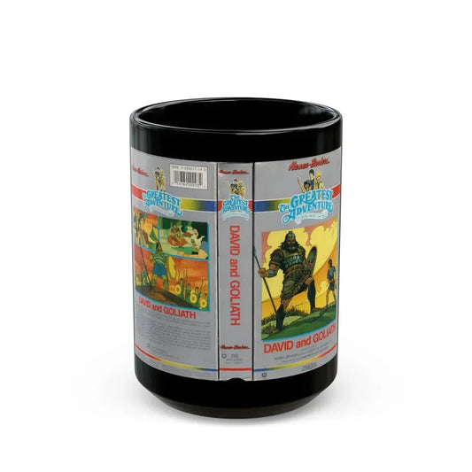 THE GREATEST ADVENTURE OF THE BIBLE DAVID AND GOLIATH (VHS COVER) - Black Coffee Mug 15oz - Go Mug Yourself