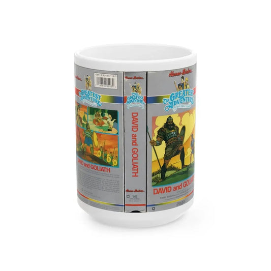 THE GREATEST ADVENTURE OF THE BIBLE DAVID AND GOLIATH (VHS COVER) - White Coffee Mug 15oz - Go Mug Yourself