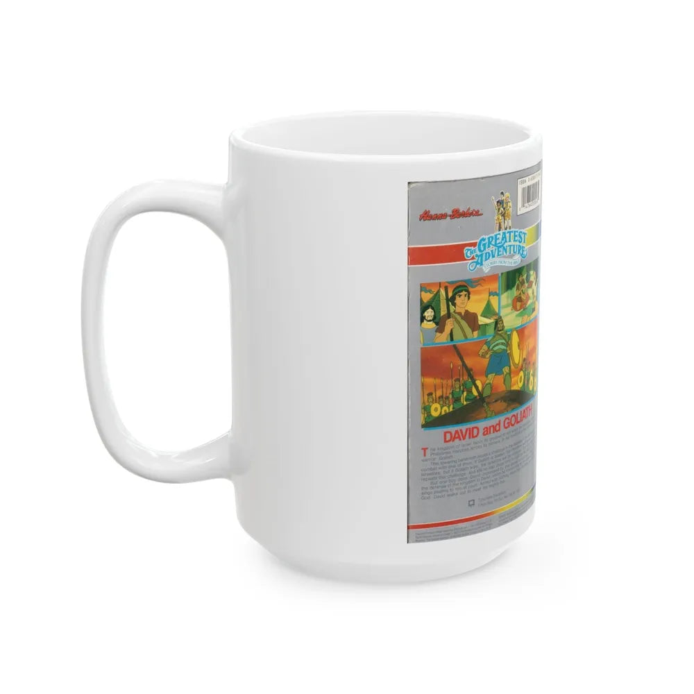 THE GREATEST ADVENTURE OF THE BIBLE DAVID AND GOLIATH (VHS COVER) - White Coffee Mug-Go Mug Yourself