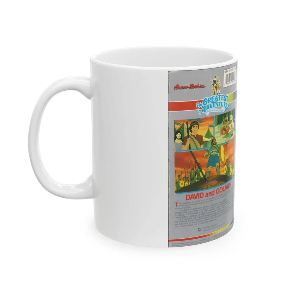 THE GREATEST ADVENTURE OF THE BIBLE DAVID AND GOLIATH (VHS COVER) - White Coffee Mug-Go Mug Yourself