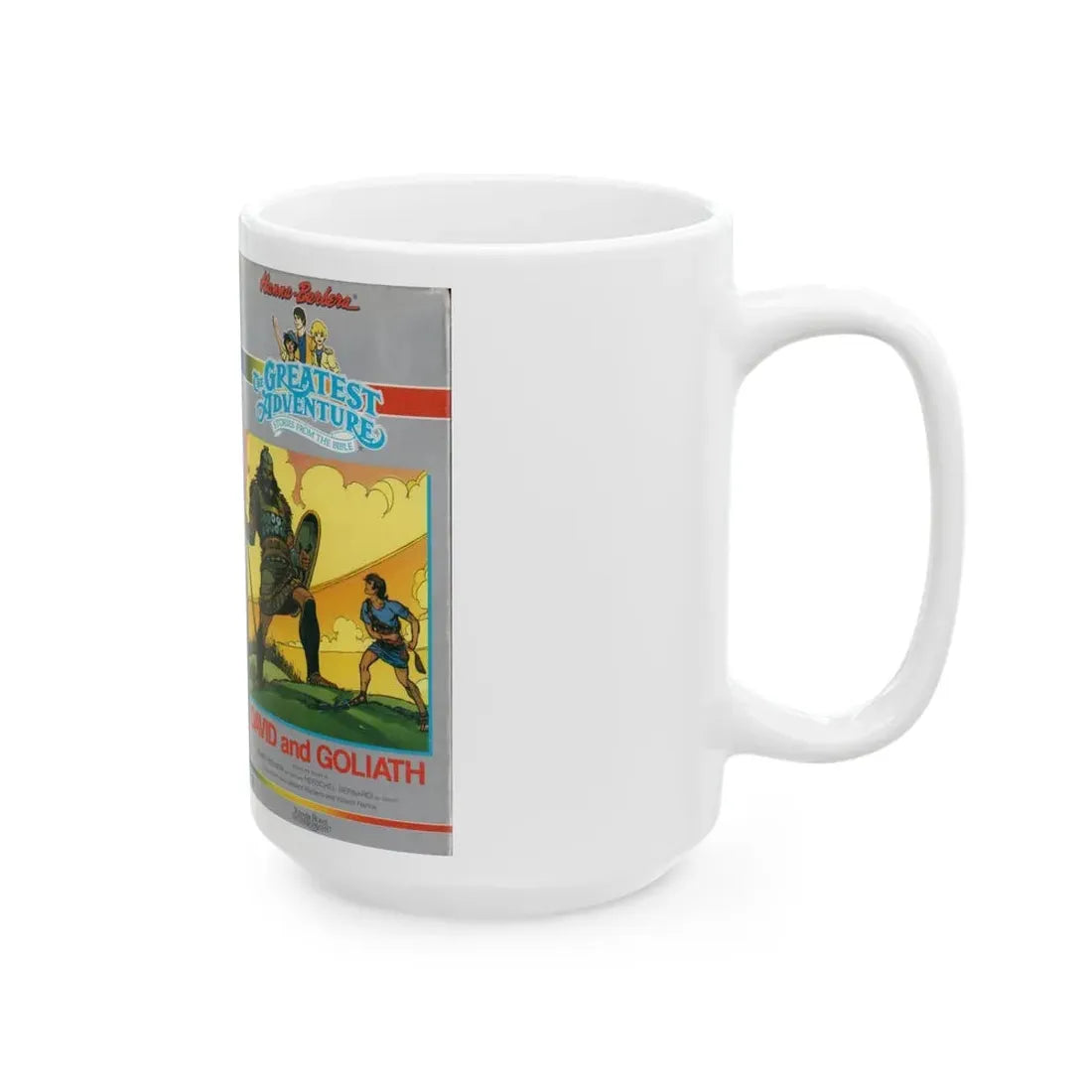 THE GREATEST ADVENTURE OF THE BIBLE DAVID AND GOLIATH (VHS COVER) - White Coffee Mug - Go Mug Yourself