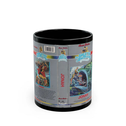 THE GREATEST ADVENTURE OF THE BIBLE JONAH VERSION 2 (VHS COVER) - Black Coffee Mug-11oz-Go Mug Yourself