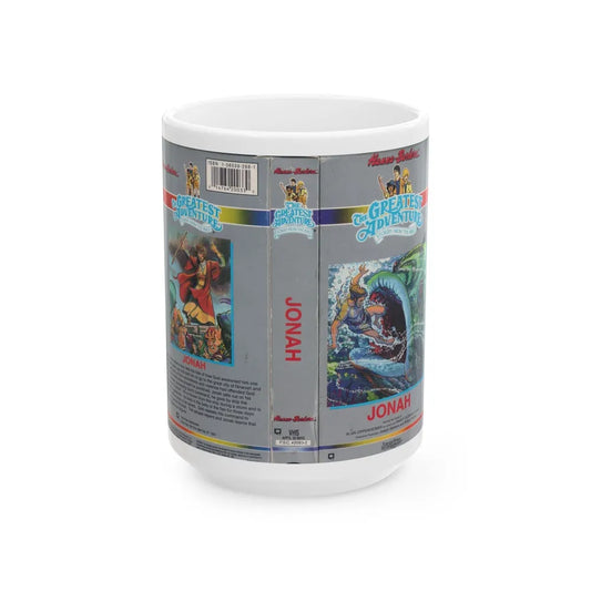 THE GREATEST ADVENTURE OF THE BIBLE JONAH VERSION 2 (VHS COVER) - White Coffee Mug-15oz-Go Mug Yourself