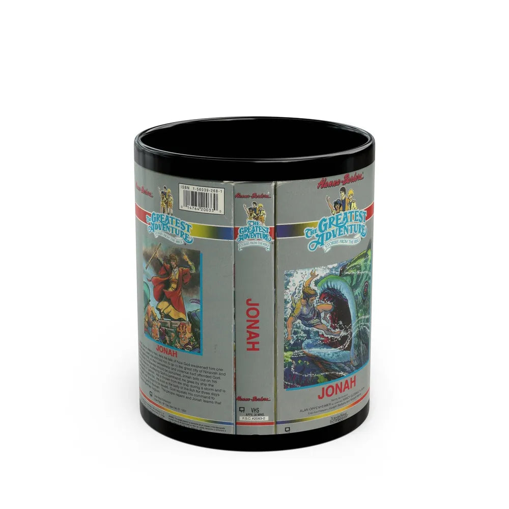 THE GREATEST ADVENTURE OF THE BIBLE JONAH (VHS COVER) - Black Coffee Mug-11oz-Go Mug Yourself