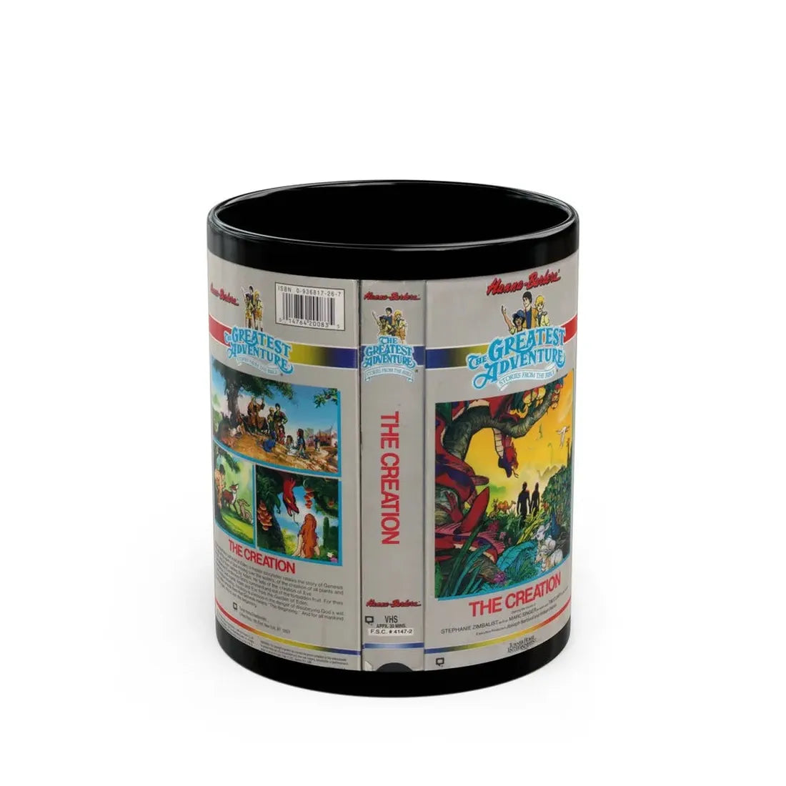 THE GREATEST ADVENTURE OF THE BIBLE THE CREATION (VHS COVER) - Black Coffee Mug 11oz - Go Mug Yourself