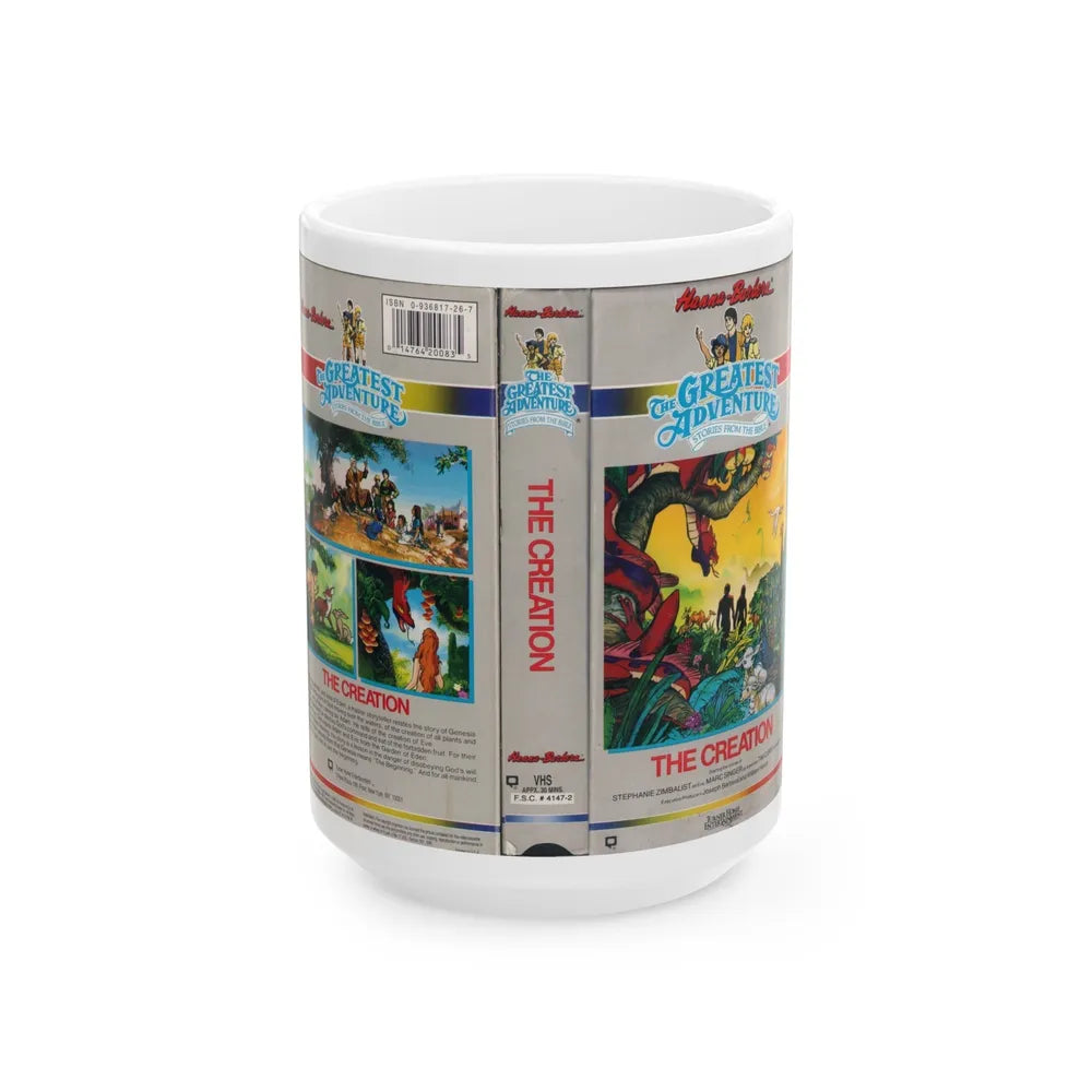 THE GREATEST ADVENTURE OF THE BIBLE THE CREATION (VHS COVER) - White Coffee Mug-15oz-Go Mug Yourself